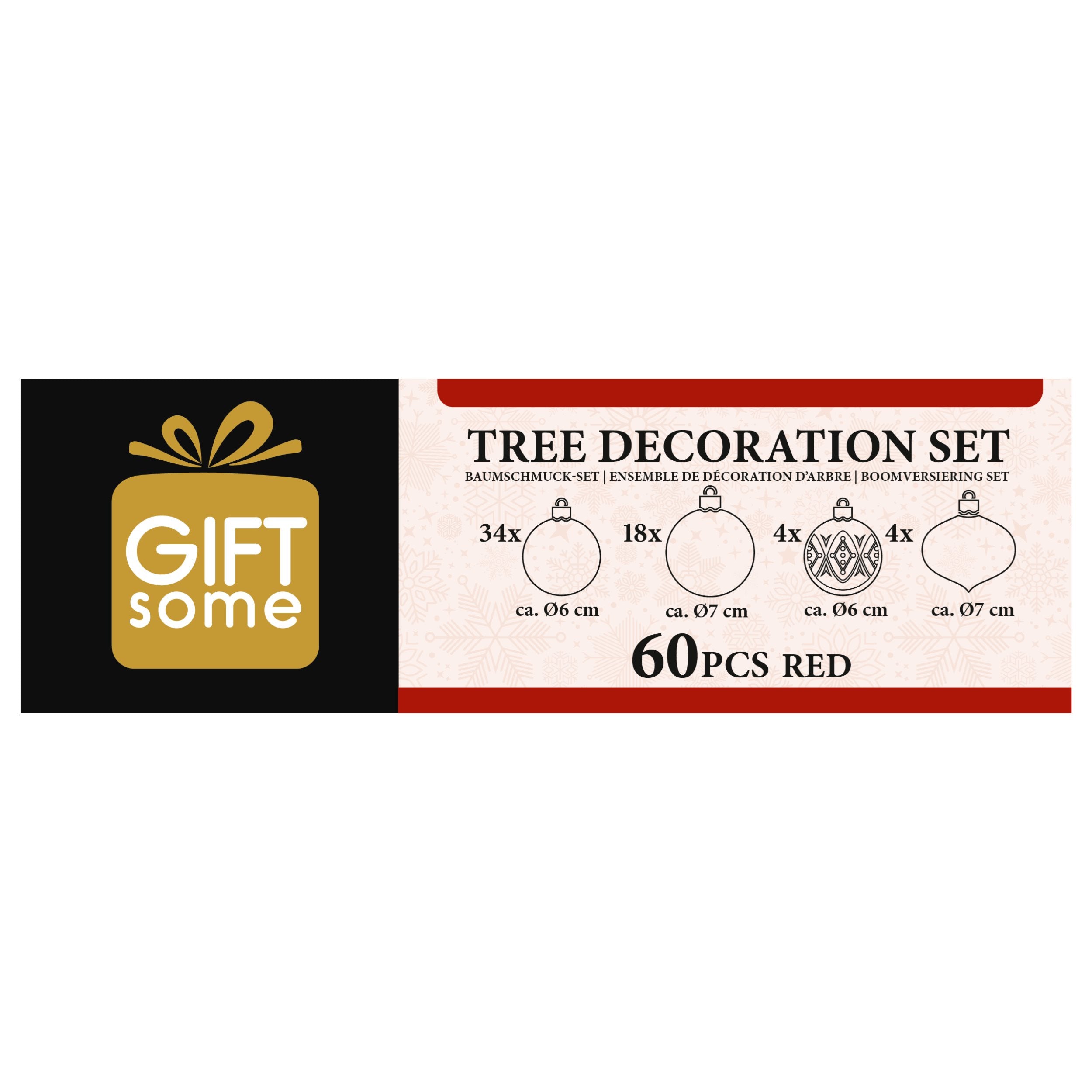 Tree Decoration Red 60Pc