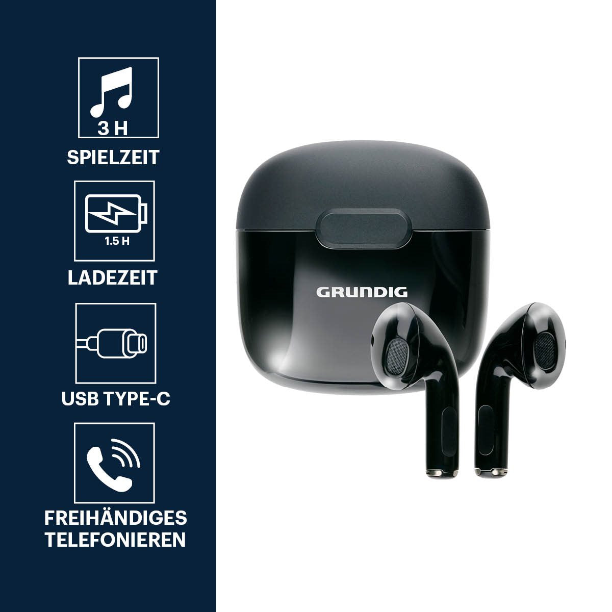 Earphones Stereo Tws Black