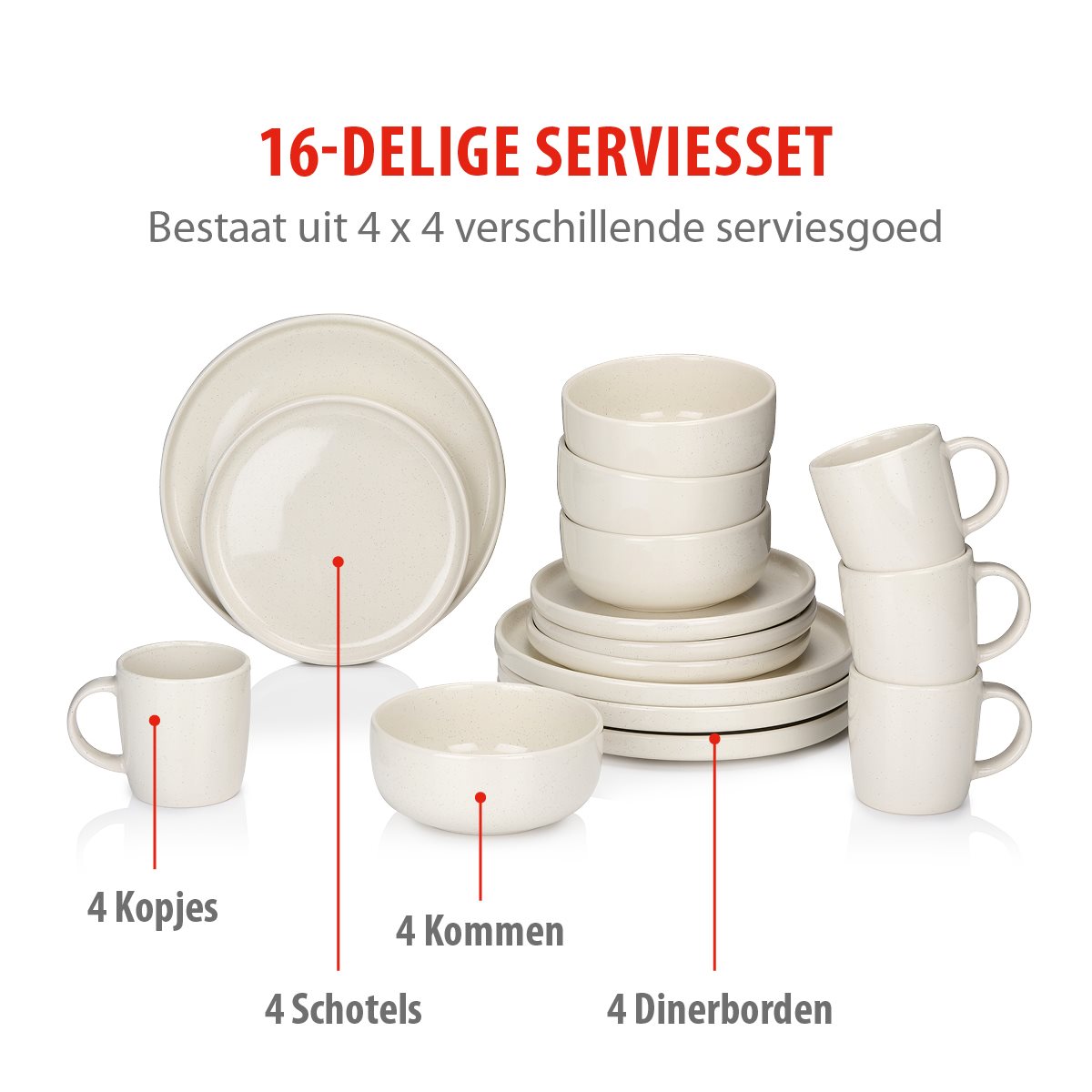 Dinner Set Cream 16Pcs