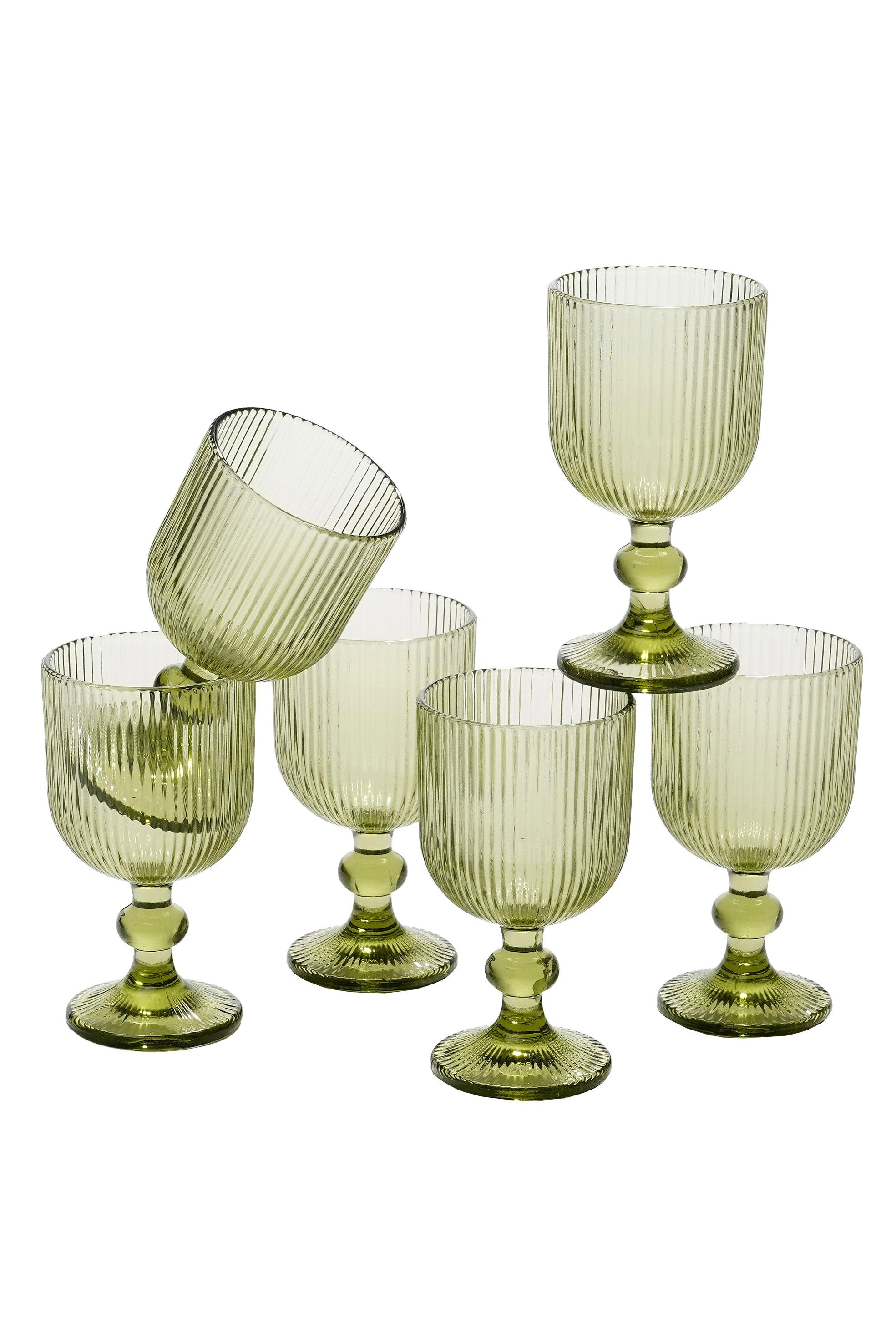 Merlot Wine Glass - Set Of 6 - 250 Ml - Glass - Light Green