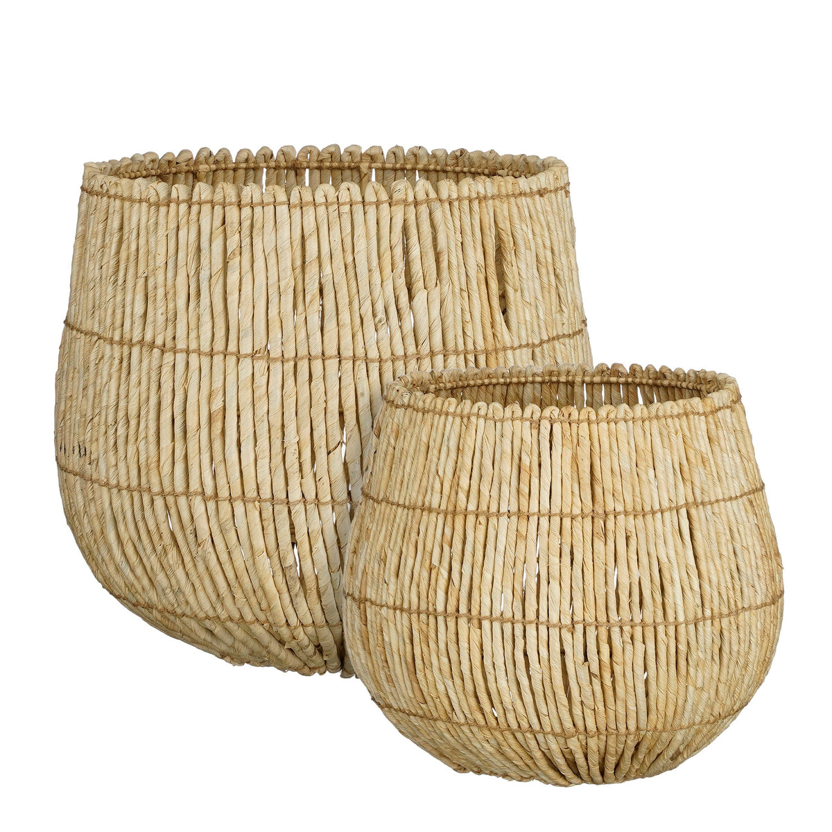 Ronda Basket L. Brown Set Of 2 - H40Xd44Cm
