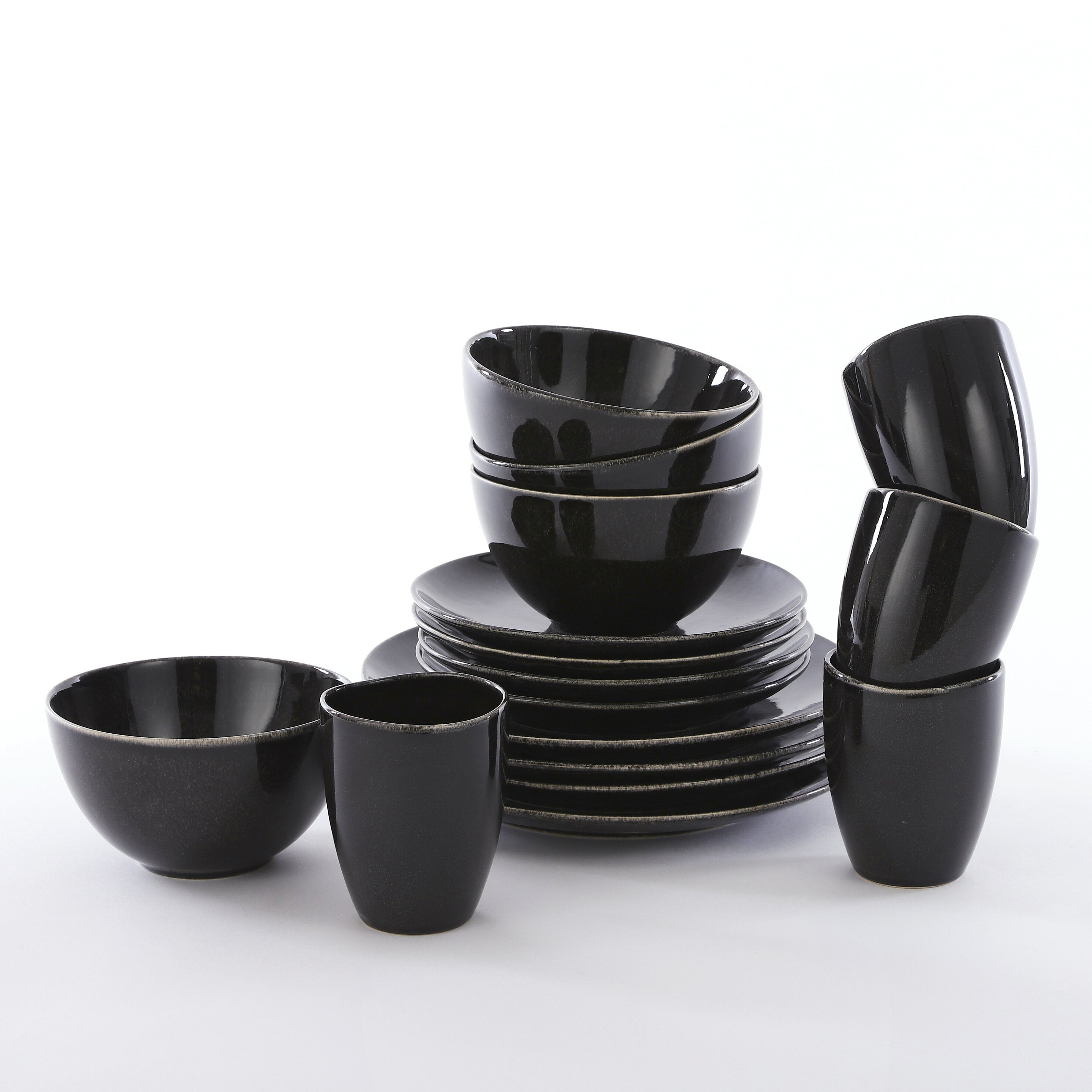 Tabo Dinnerware Set Black 16 Pieces
