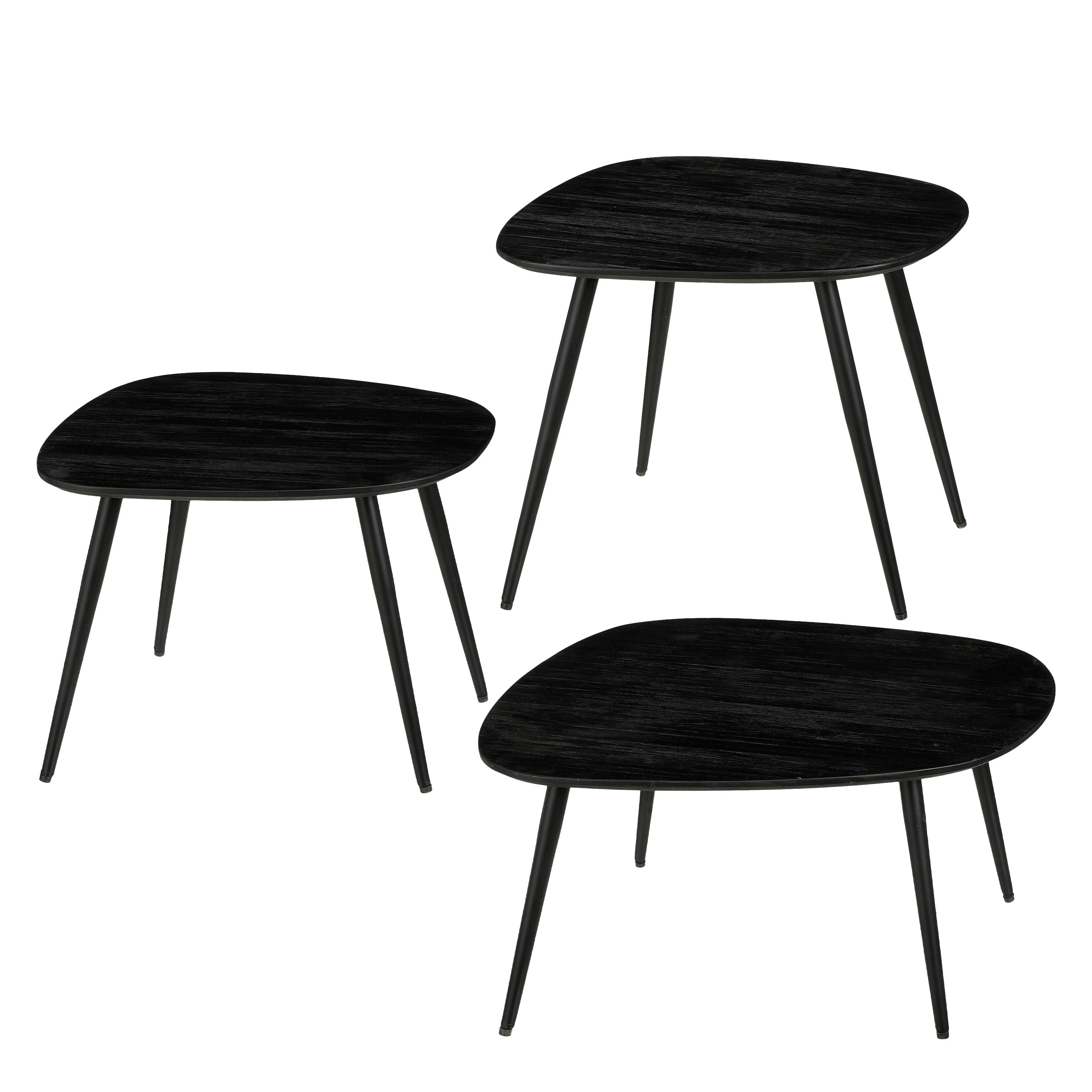 Jailey Side Table Black Set Of 3 - L62Xw52Xh34Cm
