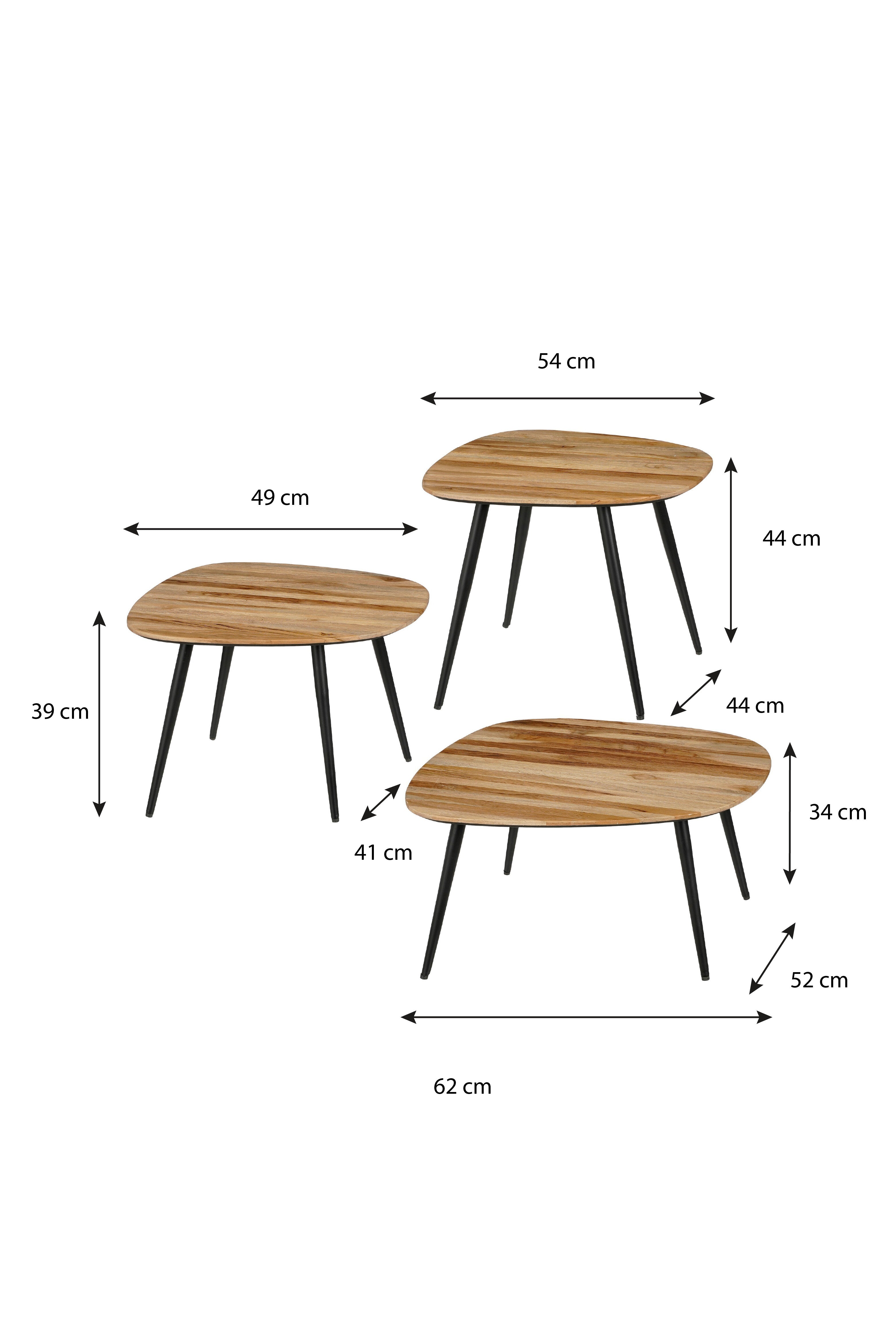 Jailey Side Table Brown Set Of 3 - L62Xw52Xh34Cm