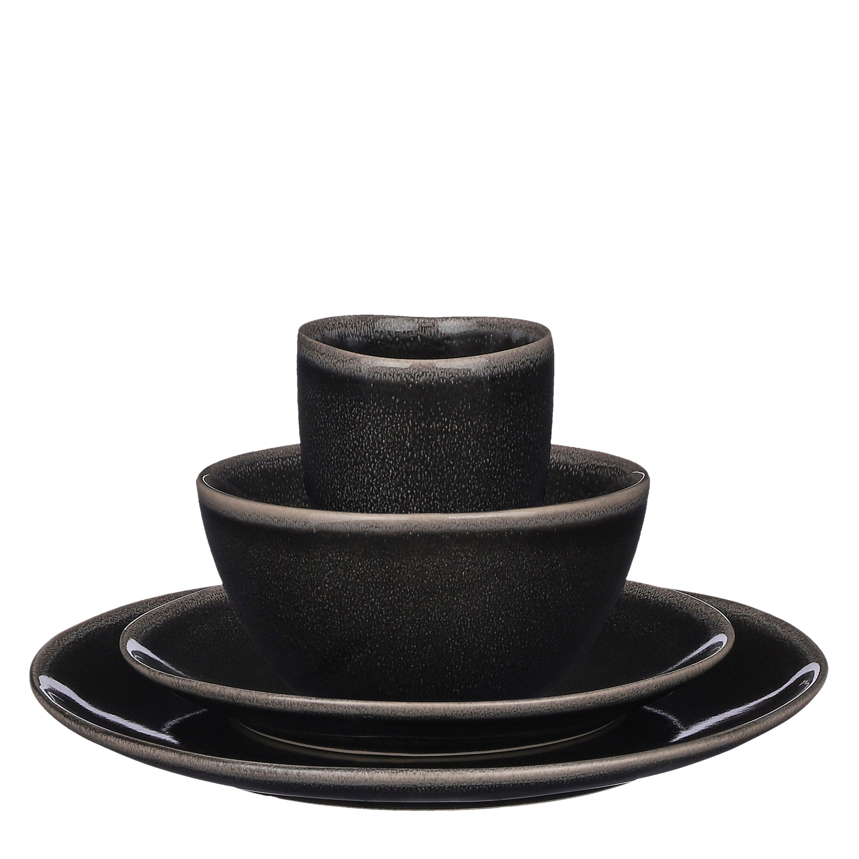 Tabo Dinnerware Set Black 16 Pieces