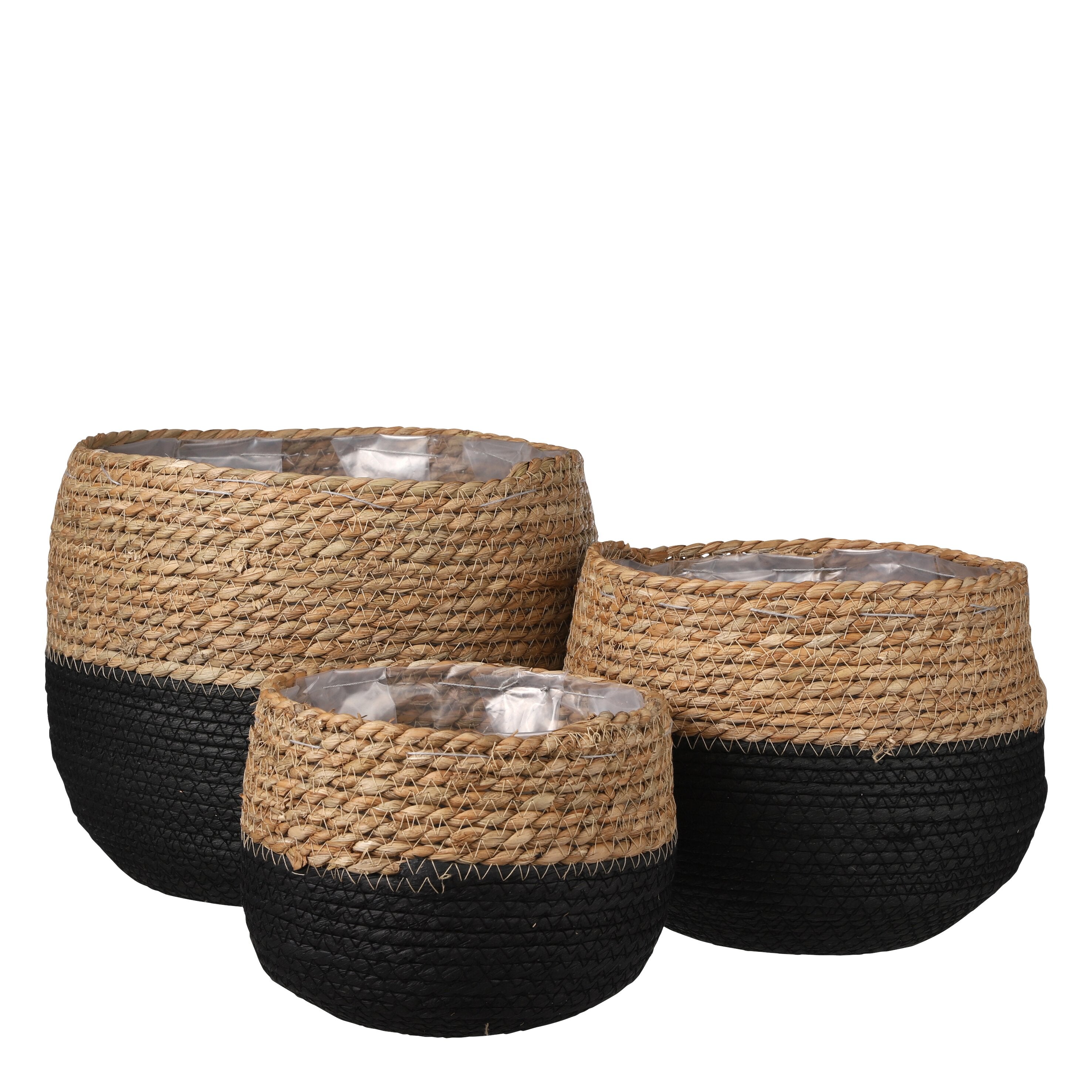 Jorck Basket Round Black Set Of 3 - H24Xd26Cm