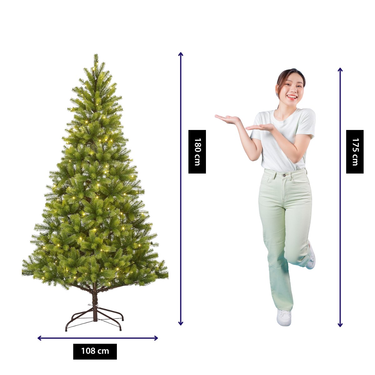 Nagoya X-Mas Tree Led Green 160L Tips 922 - H180Xd108Cm