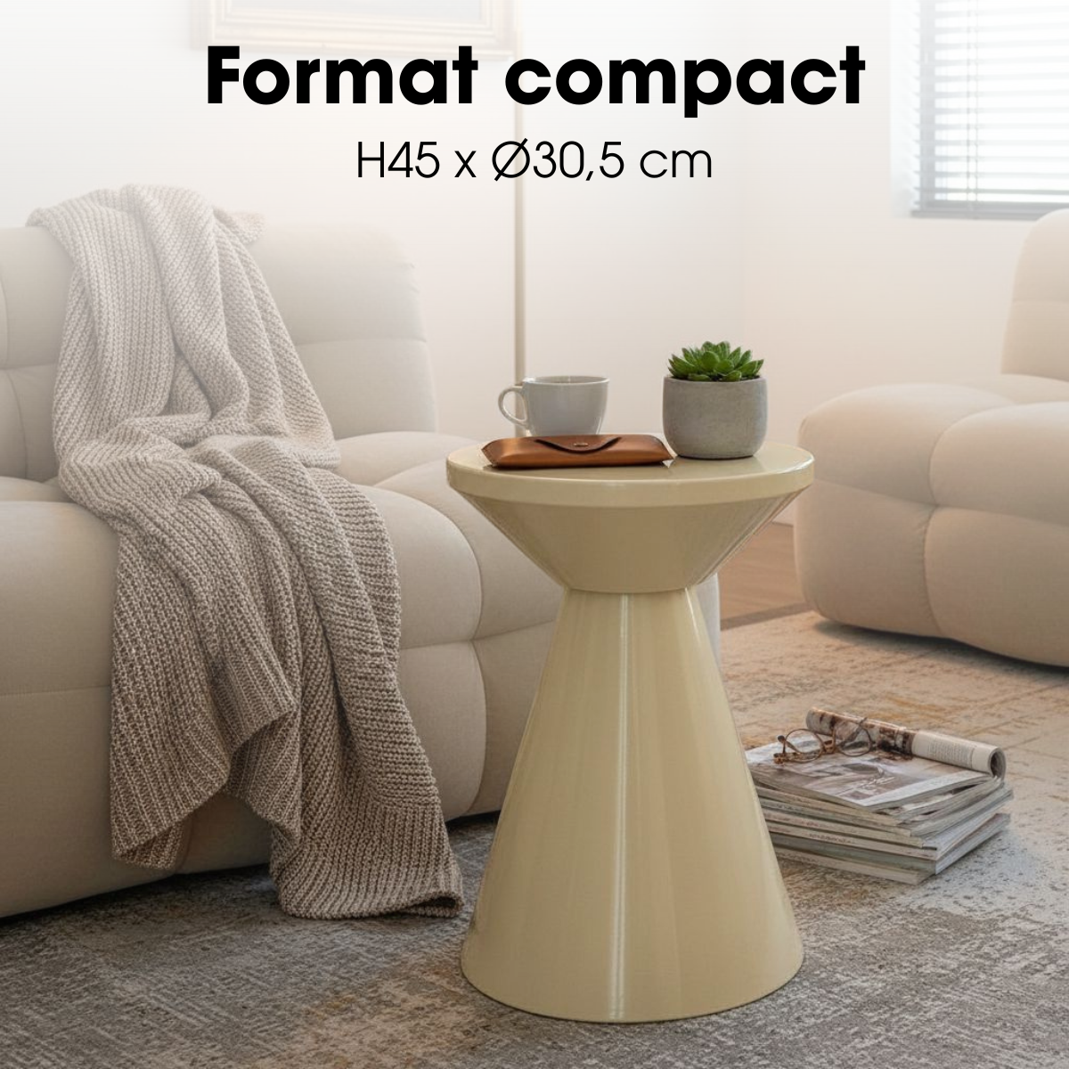 Jim Bijzettafel - H45 X Ø31 Cm - Ijzer - Beige