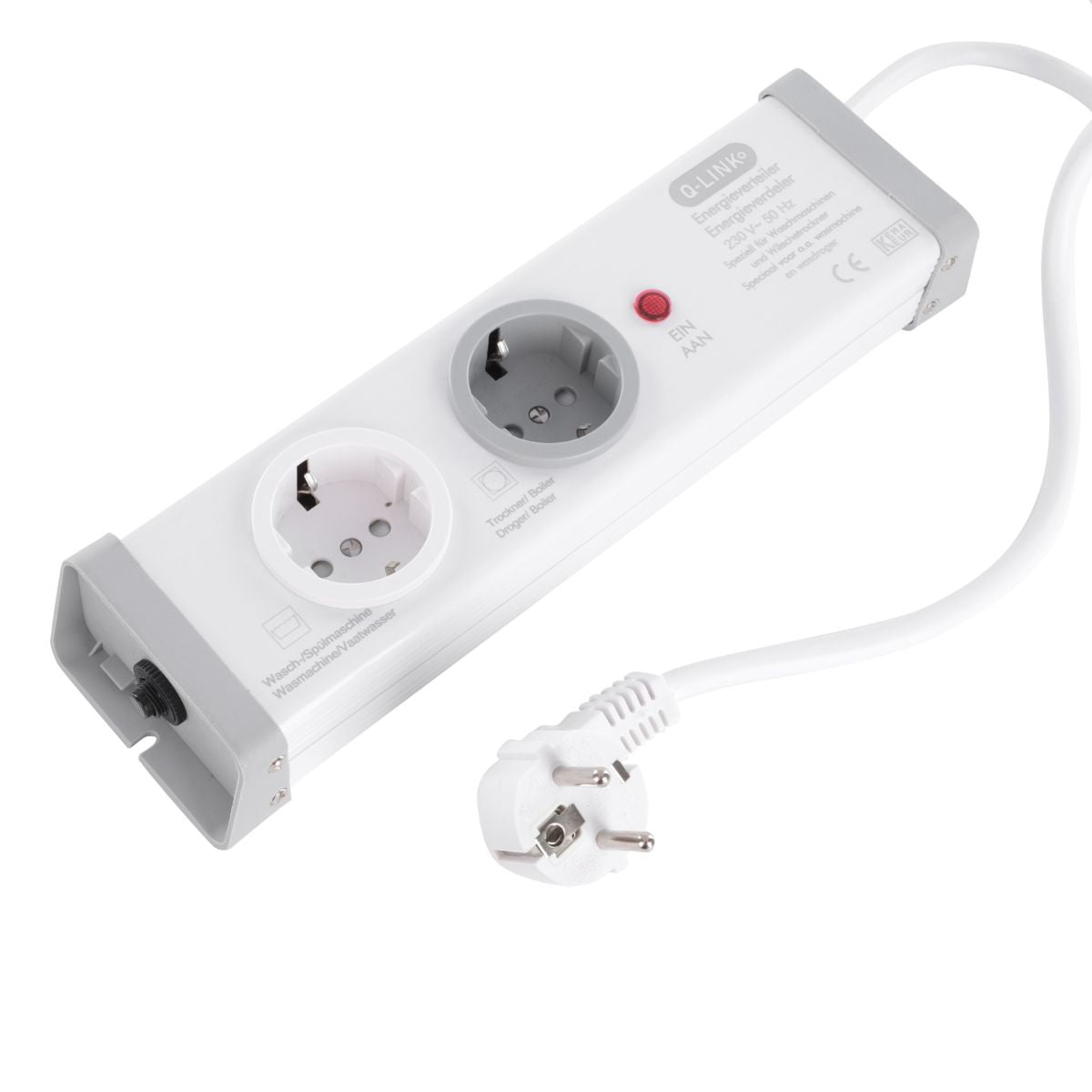Stekkerdoos - 2-Voudig - Randaarde - Was/Droog - 3 X 1.5 Mm² - 1.5 M - Wit/Grijs