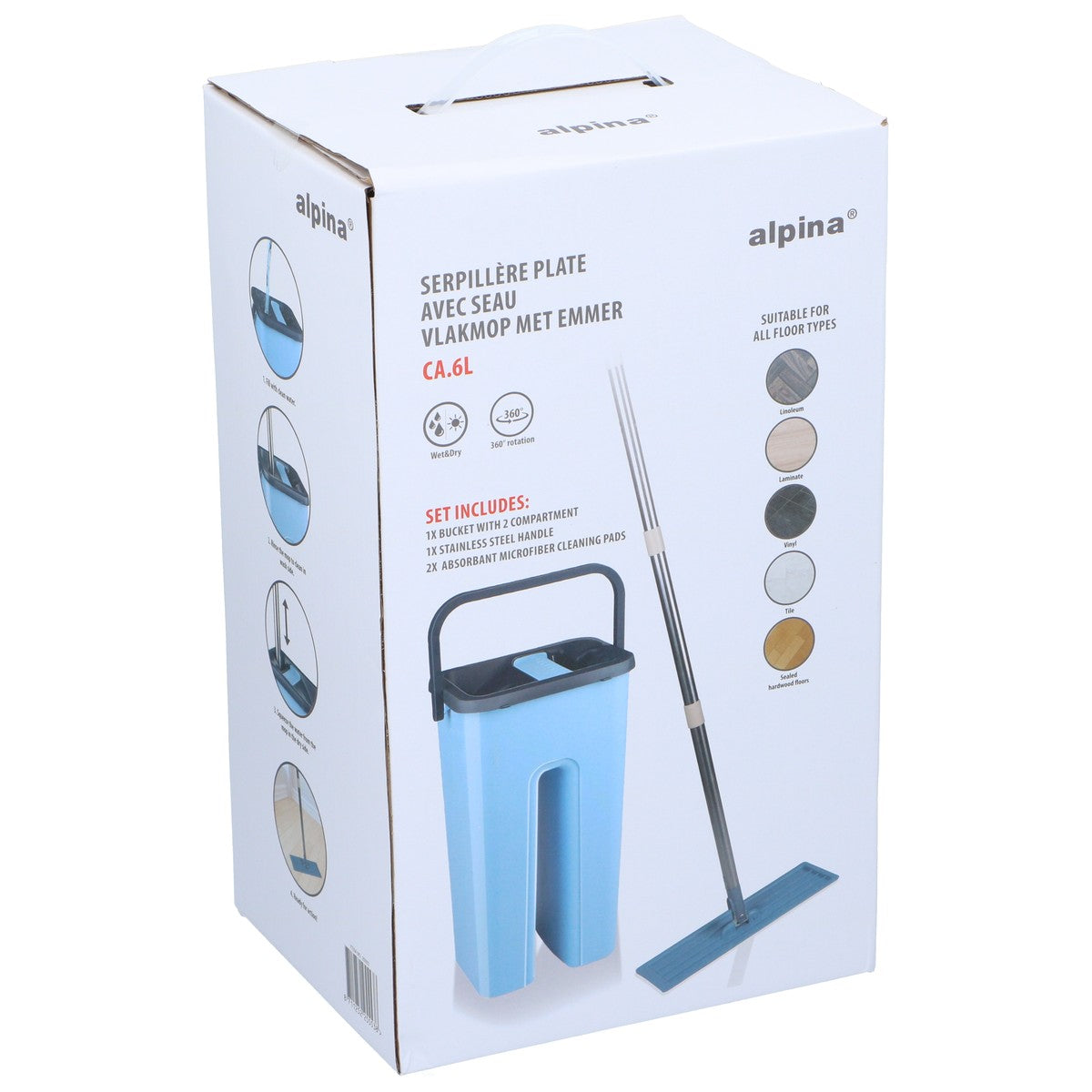 Floor Mop 4Pc With Bucket