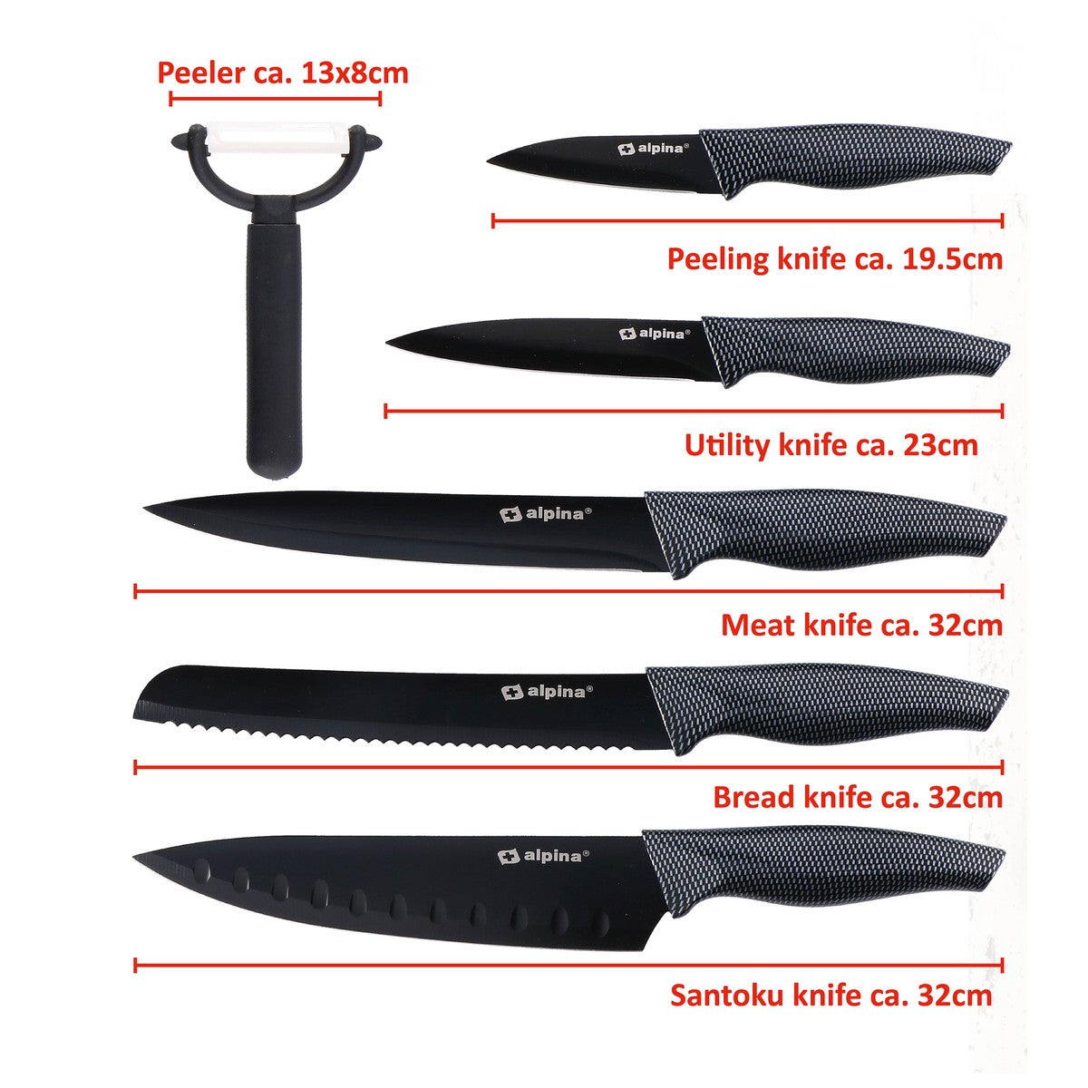 Knife 32/23/19,5/13Cm 6Pc