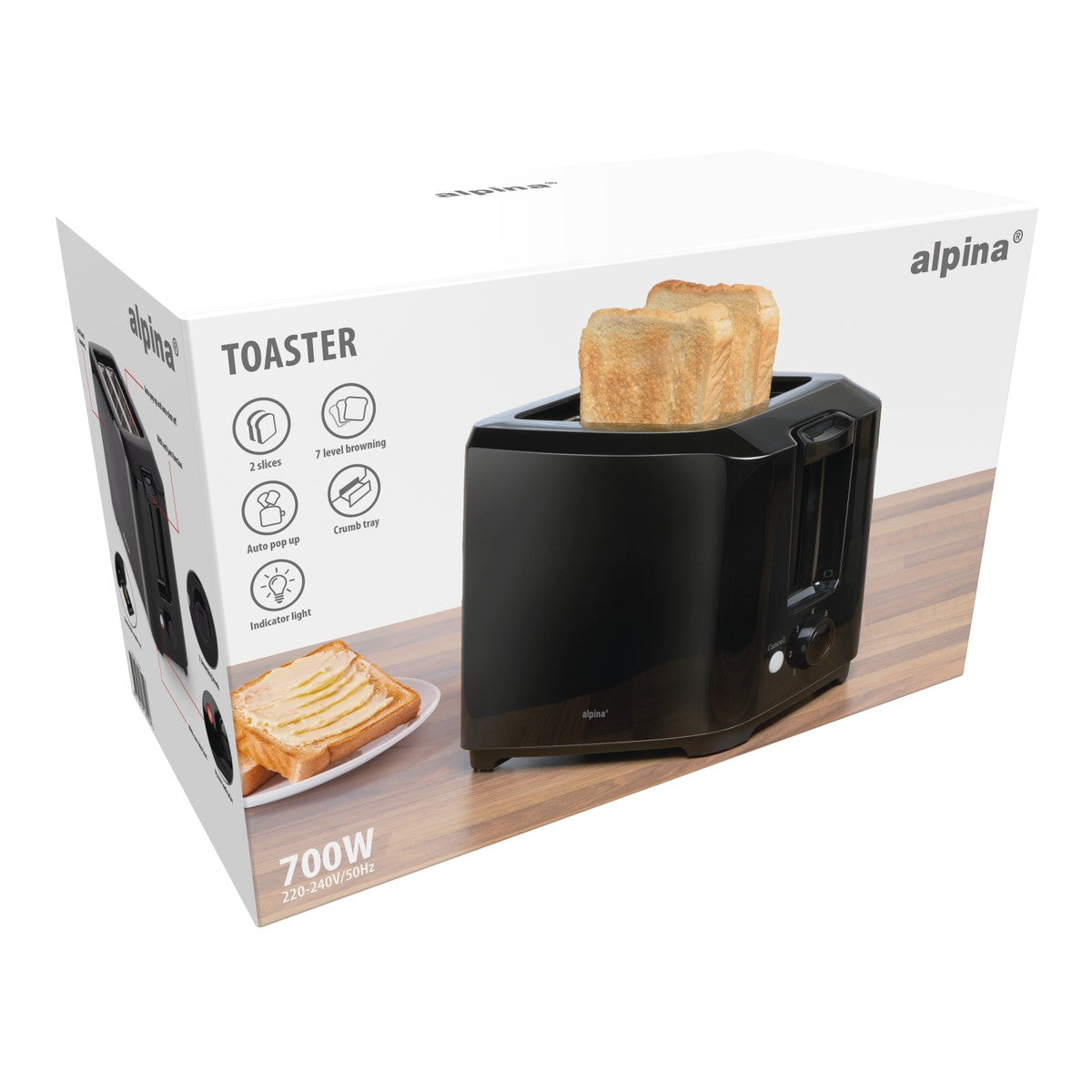Toaster 700W Pl Black