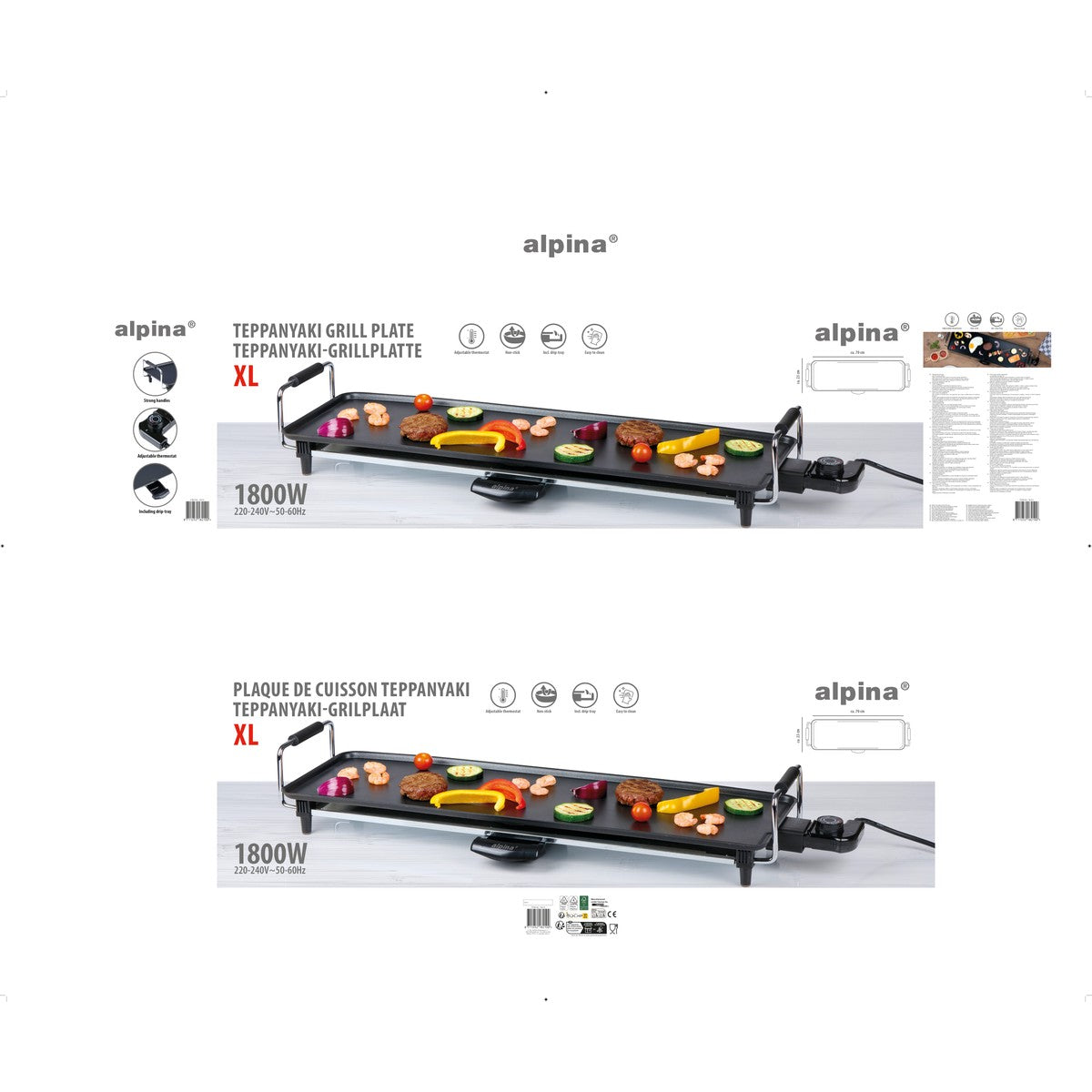 Grill Teppanyaki 1800W 70X23Cm
