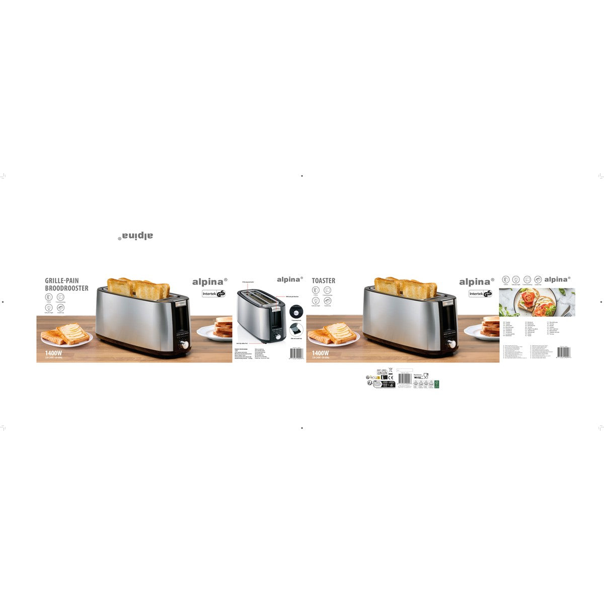Toaster 38X14,4X17,2Cm 1604Gr 1400W