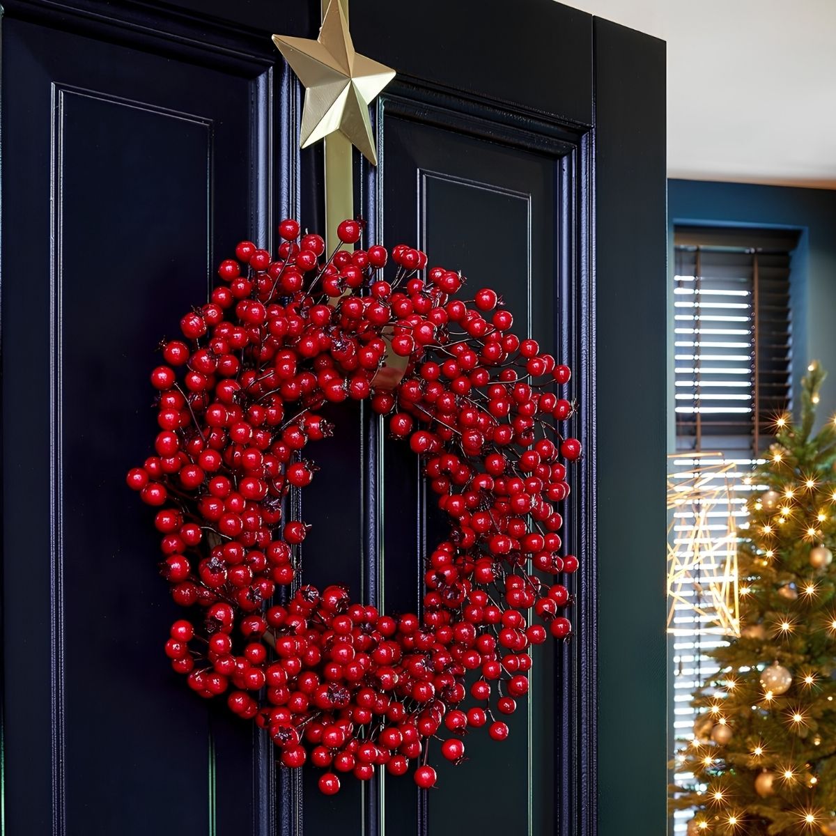 Christmas Wreath With Berries - Ø50 Cm - Foam - Red