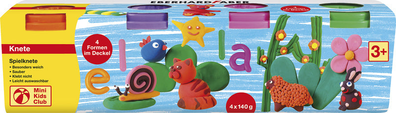 Eberhard Faber Ef-572510 Kinderklei In Beker,140Gr Oranje, Roze, Groen, Paars