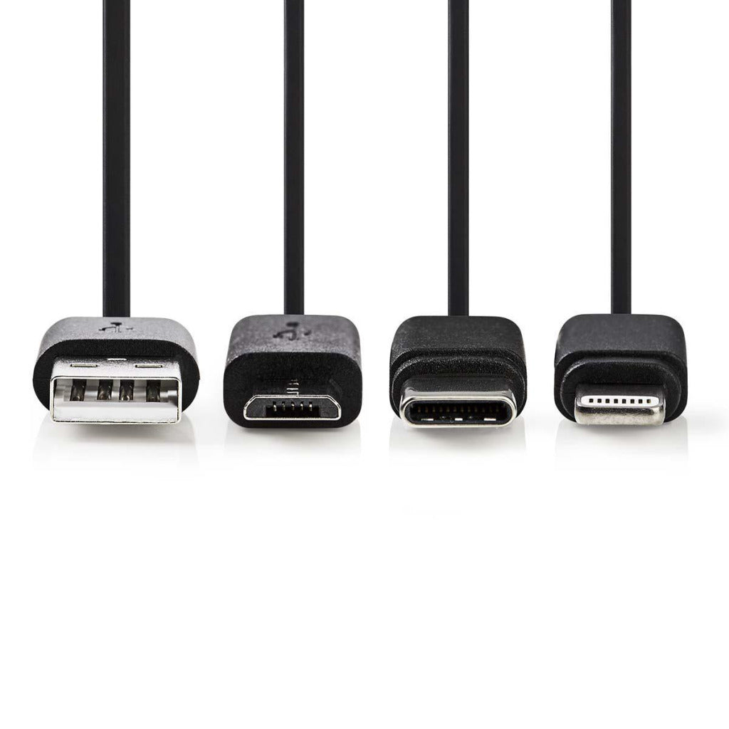 Nedis Ccgp60620Bk10 3-In-1 Sync And Charge-Kabel Usb-A Male - Micro B Male / Type-C Male / Apple Lightning 8-Pins Male 1,0 M Zwart