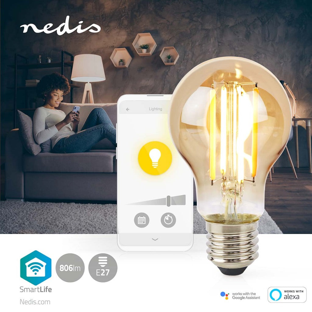 Nedis Wifilrf10A60 Smartlife Led Filamentlamp Wi-Fi E27 806 Lm 7 W Warm Wit Glas Android / Ios Peer