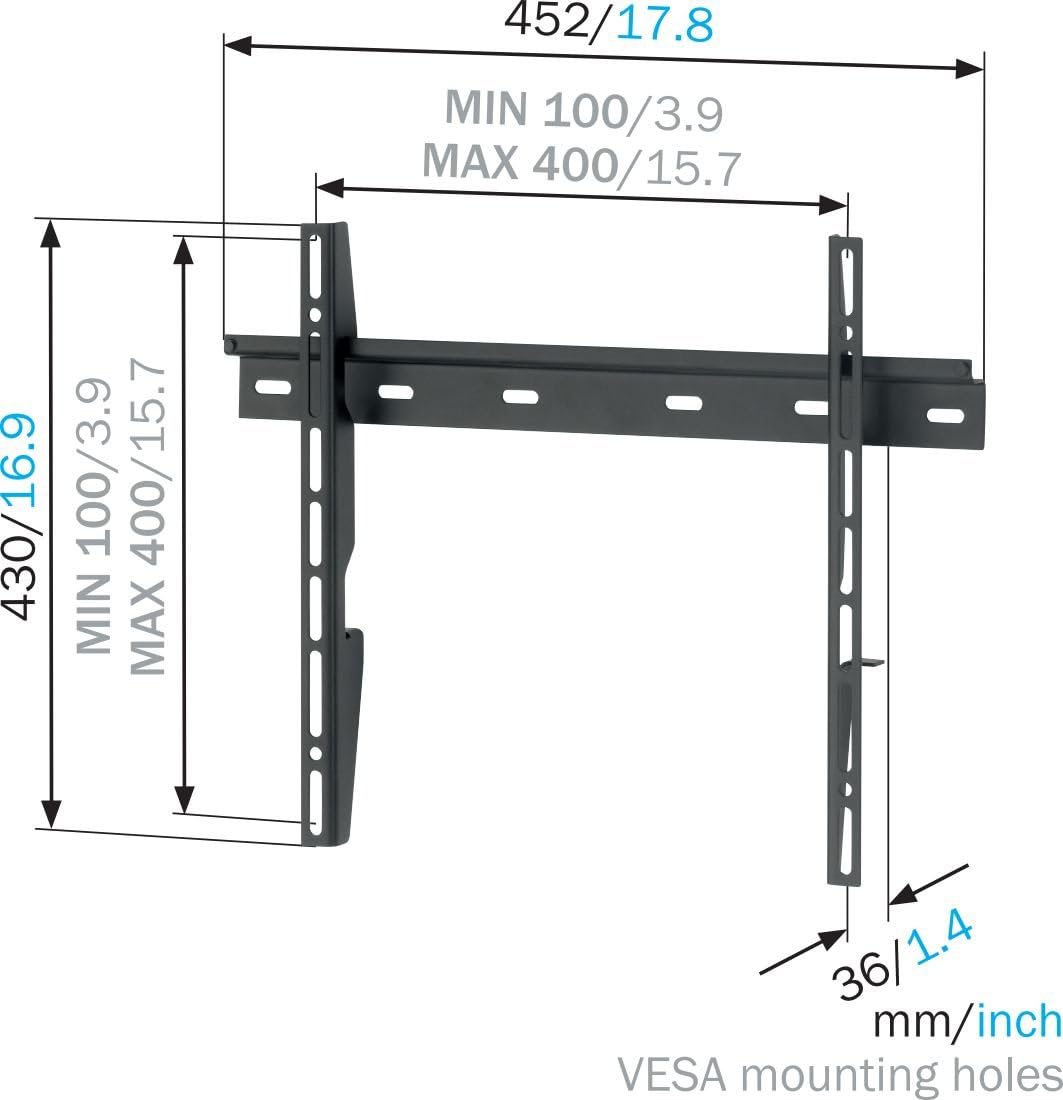 Mount Massive MNT 200 Support Mural TV Universel Fixé 32 à 55'' Noir