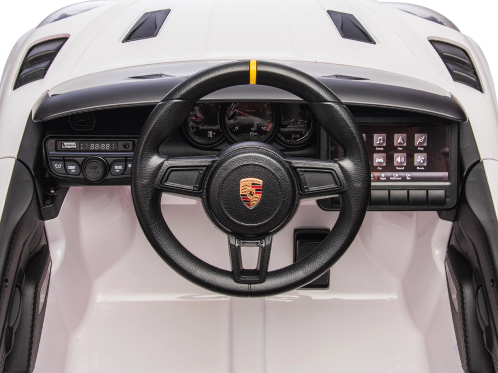 Porsche Spyder Rs, Voiture À Batterie Pour Enfants De 12 Volts, Pneus En Caoutchouc, Siège En Cuir Et Plus Encore !