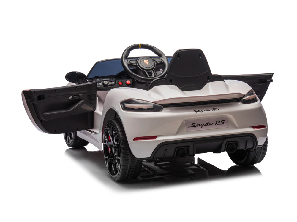Porsche Spyder Rs, Voiture À Batterie Pour Enfants De 12 Volts, Pneus En Caoutchouc, Siège En Cuir Et Plus Encore !