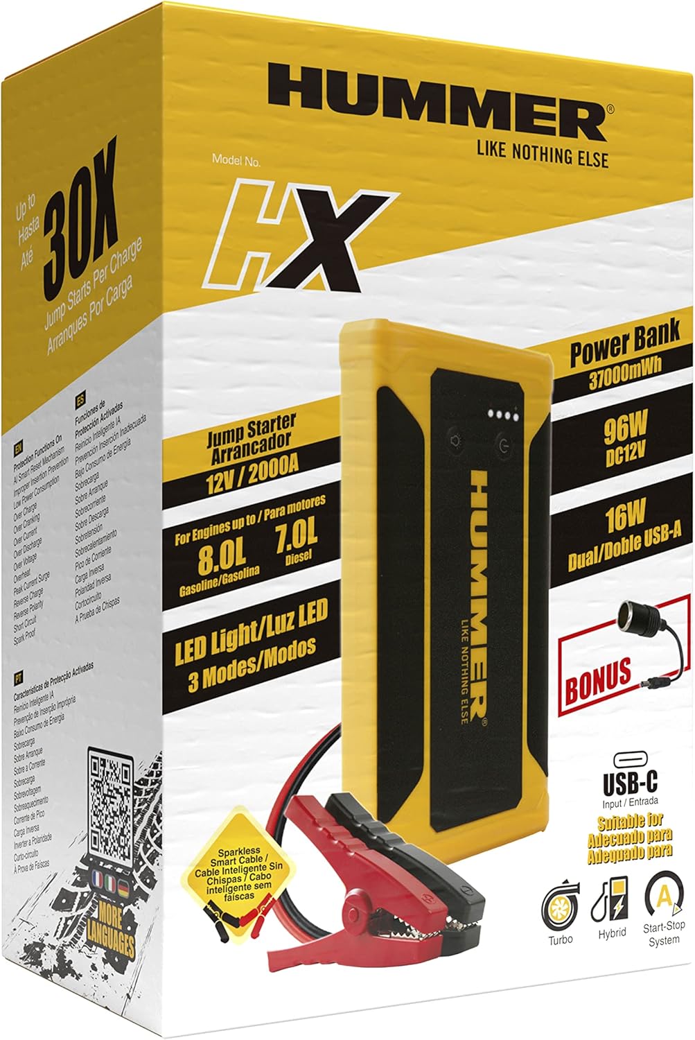 Batterie de démarrage portable 12 V 10 000 mAh jaune