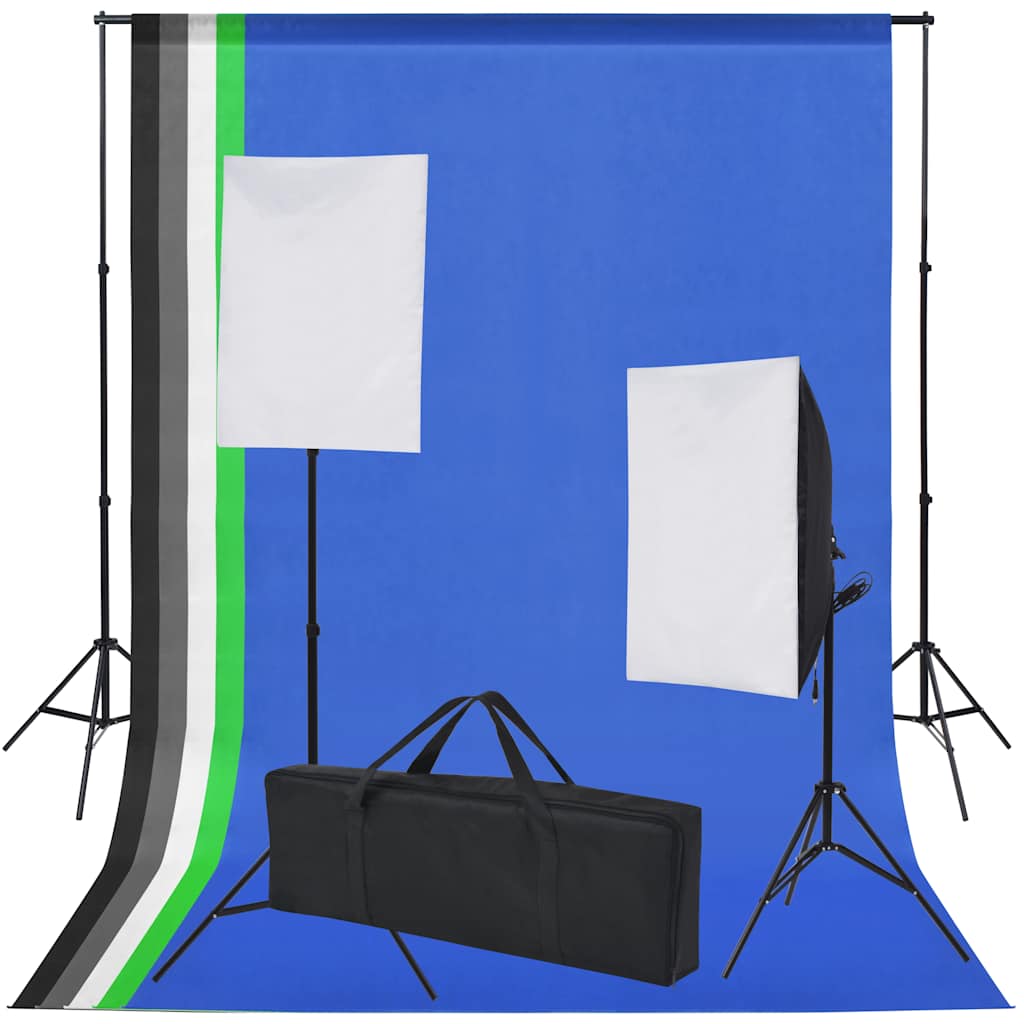 Kit De Studio 5 Toiles De Fond Colorées Et 2 Boîtes À Lumière