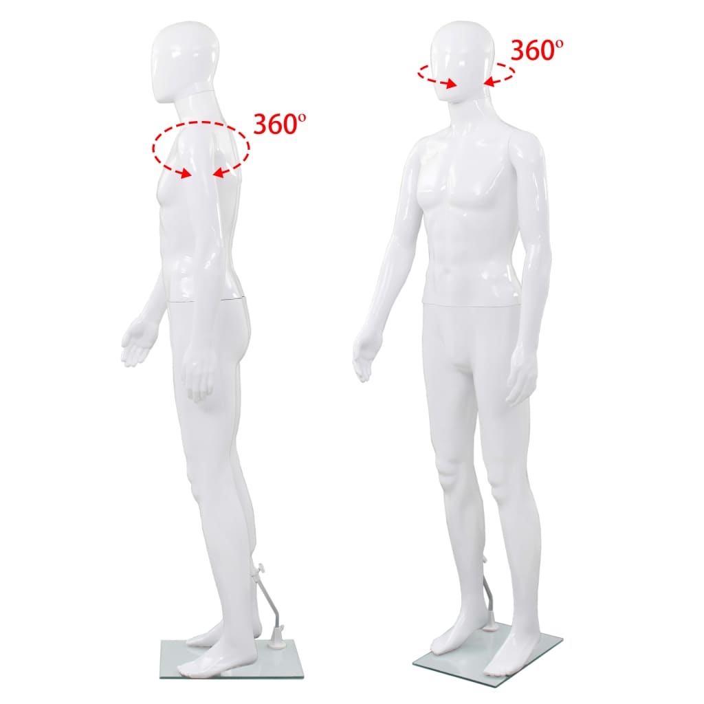 Mannequin Homme Corps Complet Base Verre Brillant 185 Cm