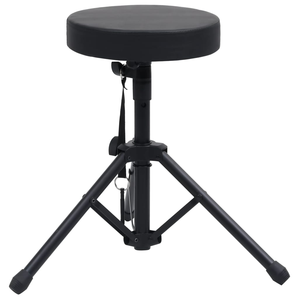 Tabouret À Tambour Réglable Noir Rond