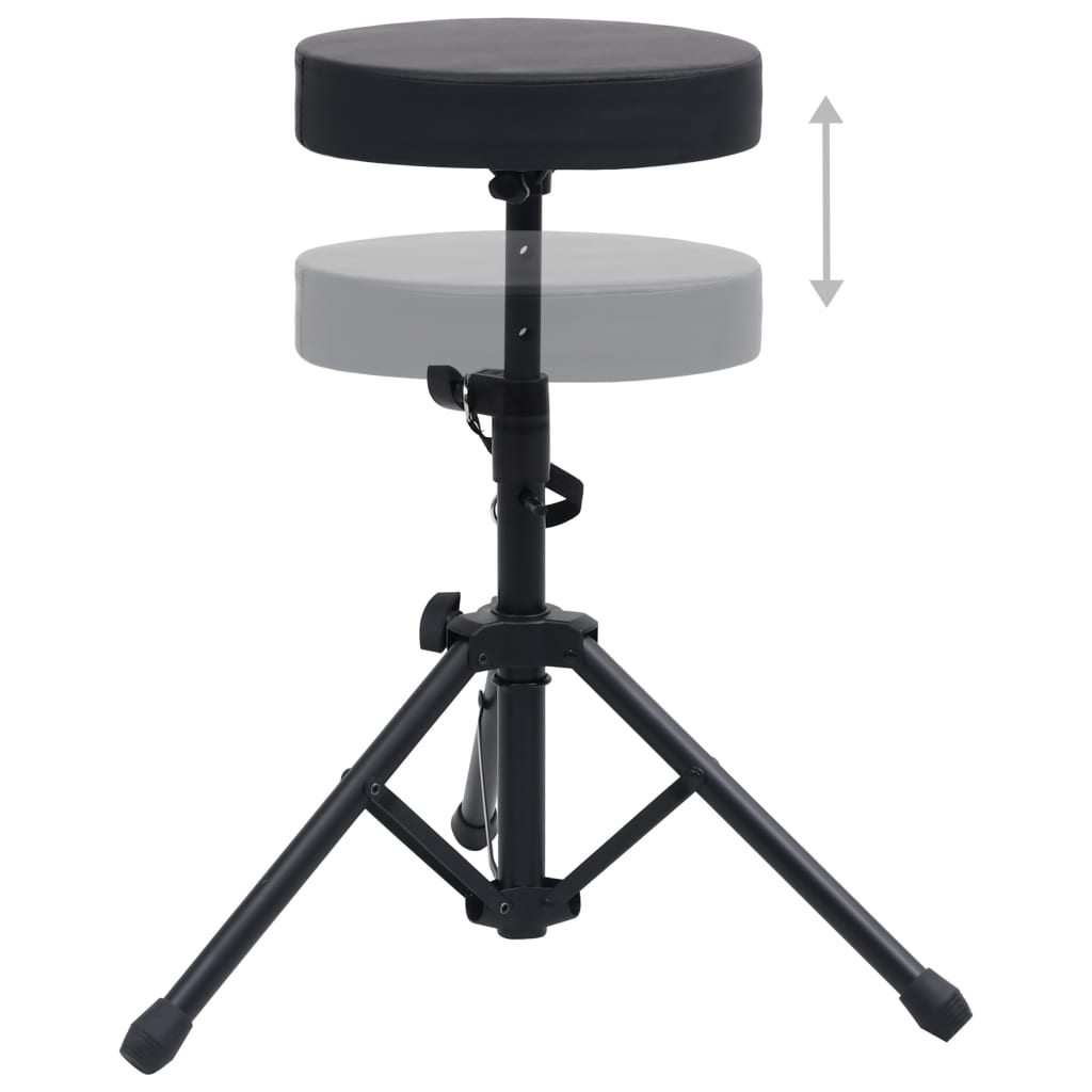 Tabouret À Tambour Réglable Noir Rond