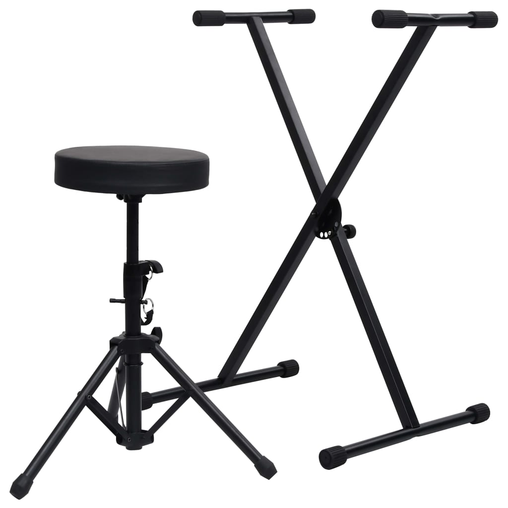 Ensemble De Support De Clavier Et De Tabouret Noir