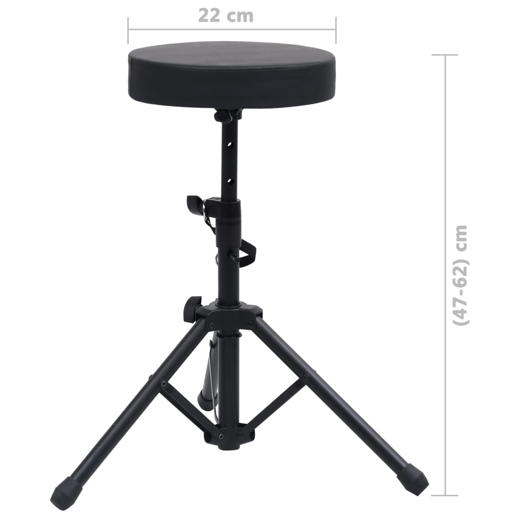 Kit De Support De Clavier À Empattement Double Et Tabouret Noir
