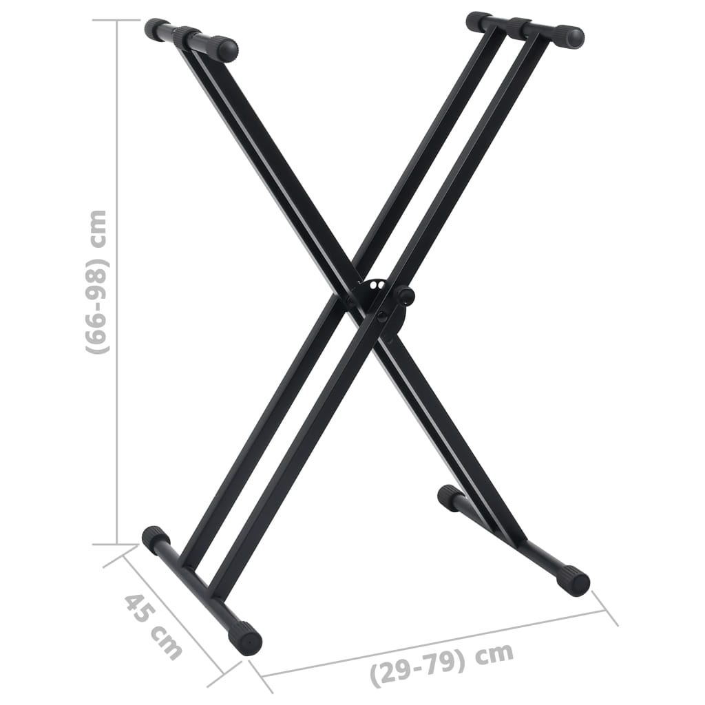 Kit De Support De Clavier À Empattement Double Et Tabouret Noir