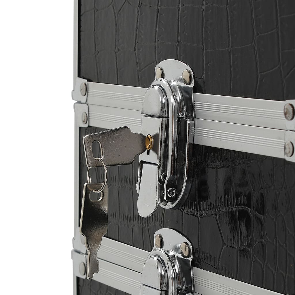 Chariot De Maquillage Aluminium Noir Avec Motif De Crocodile