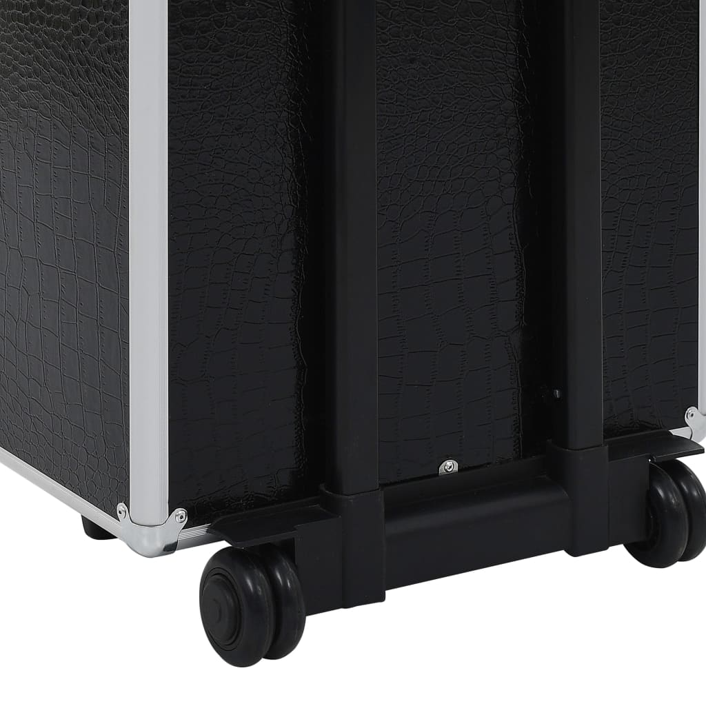 Chariot De Maquillage Aluminium Noir Avec Motif De Crocodile