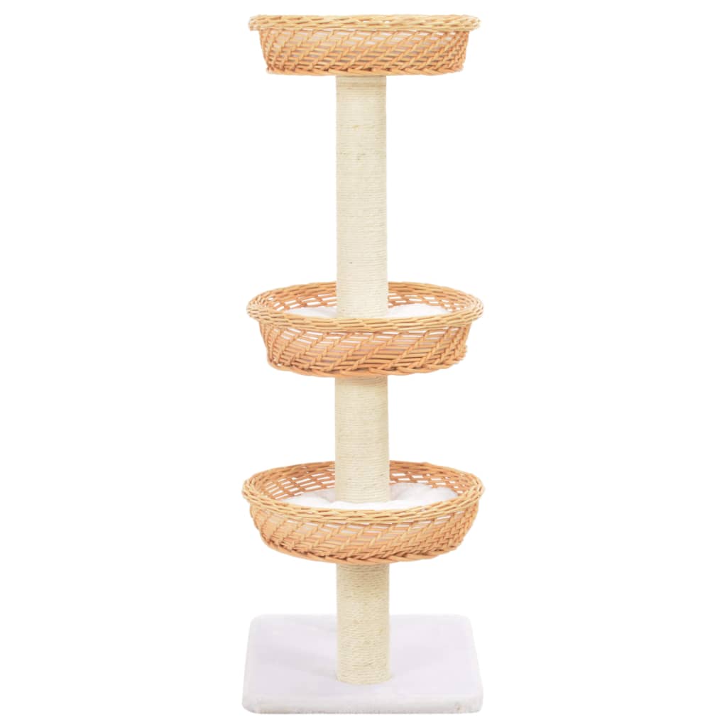 Arbre À Chat Avec Griffoir En Sisal Naturel Bois De Saule