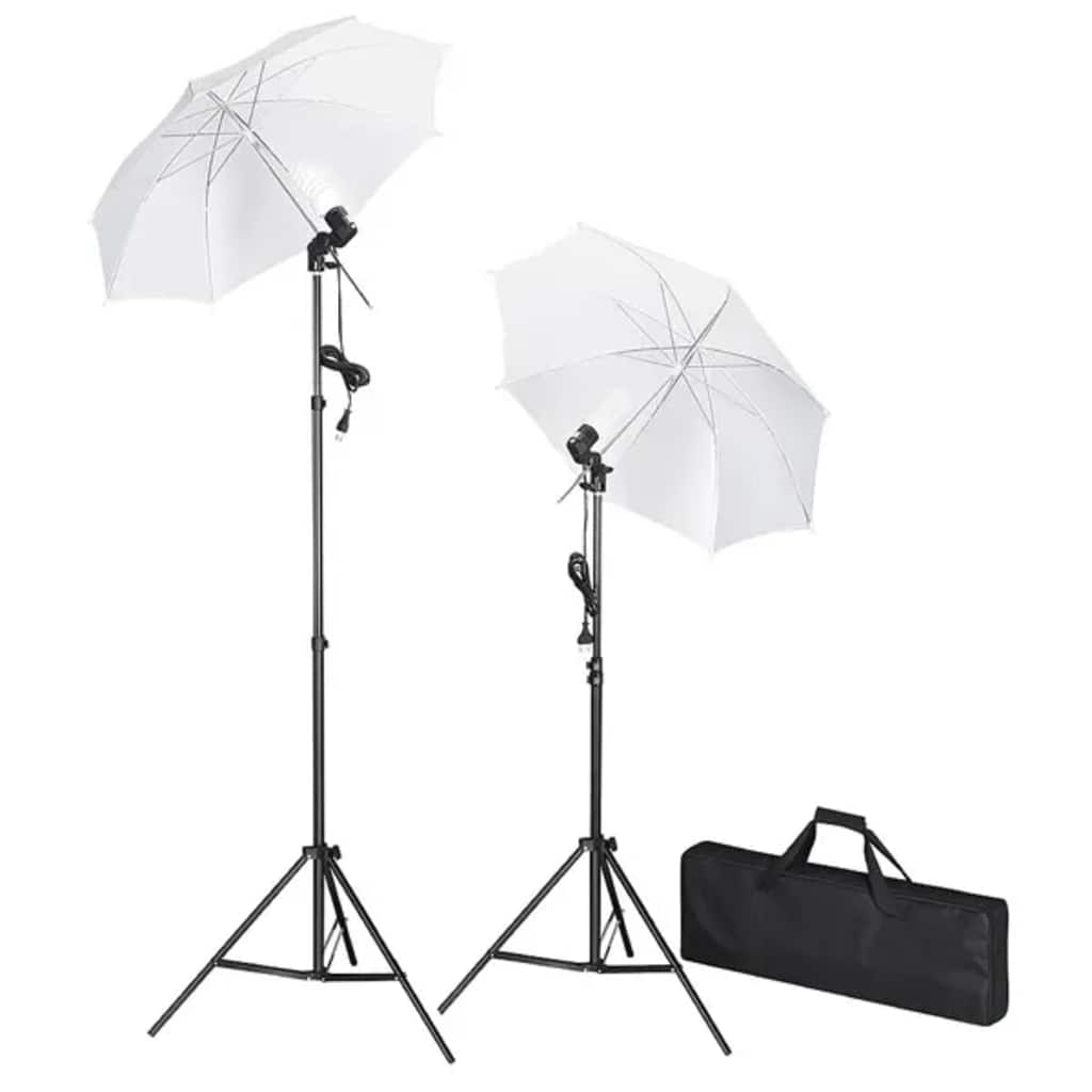 Kit De Studio Photo Avec Lampes Pieds Et Parapluies