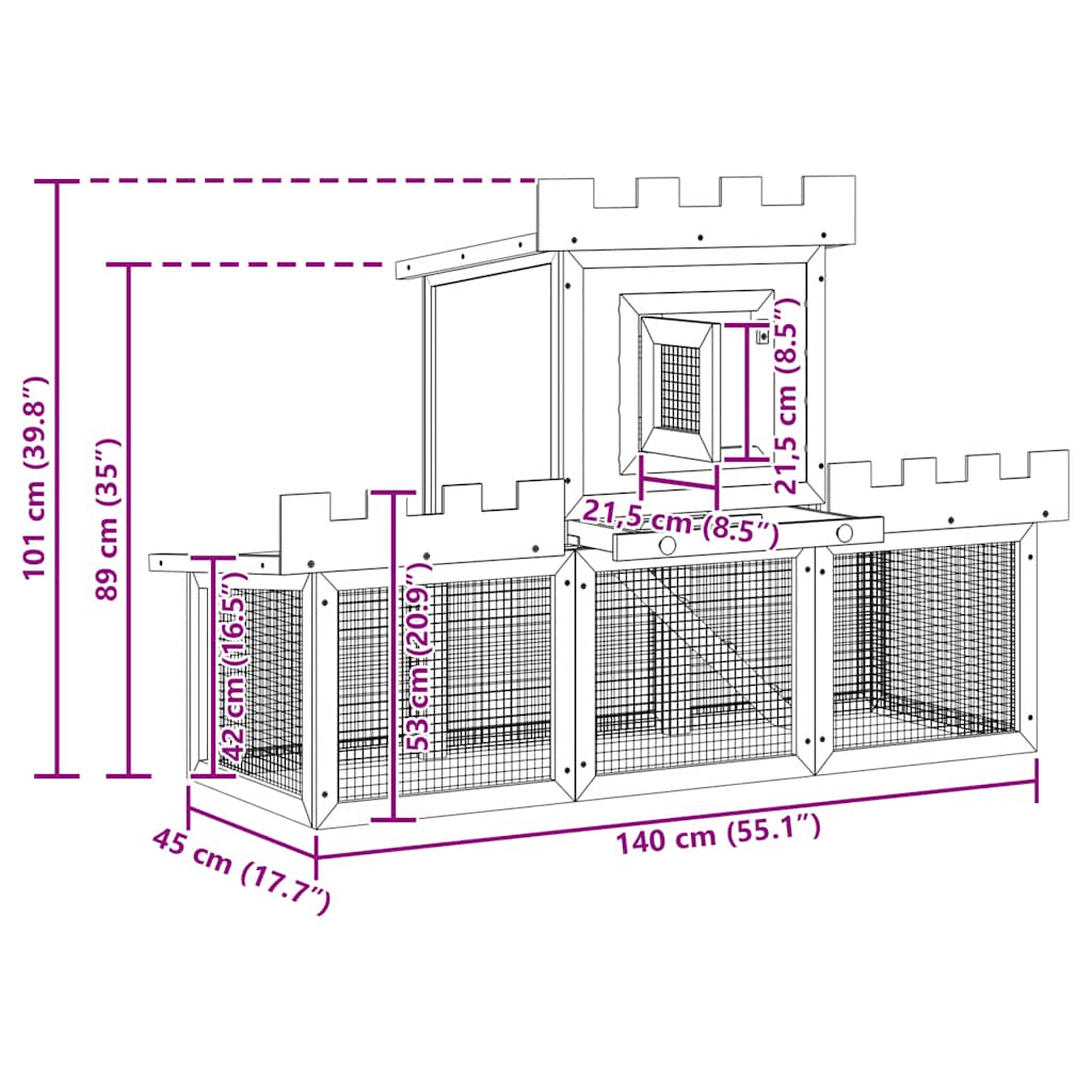 Clapier Large D'extérieur Avec 1 Seule Maison
