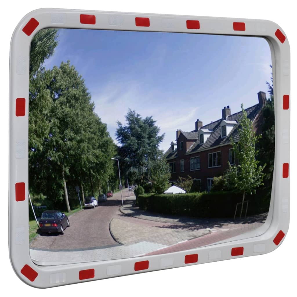 Miroir De Trafic Convexe Rectangulaire 40X60Cm Avec Réflecteurs