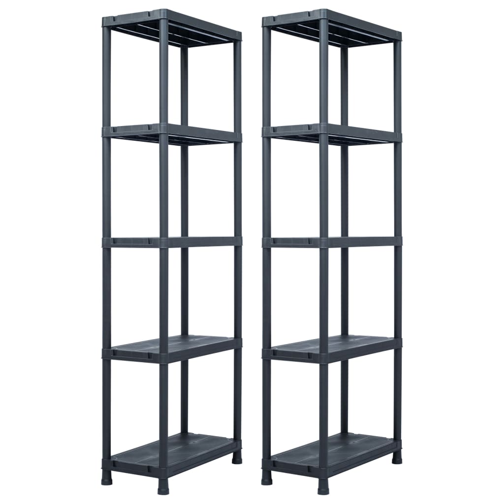 Étagères De Rangement 2 Pcs Noir Plastique