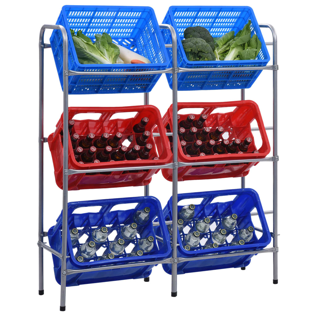 Étagère De Rangement Pour 3 Caisses Argenté Acier