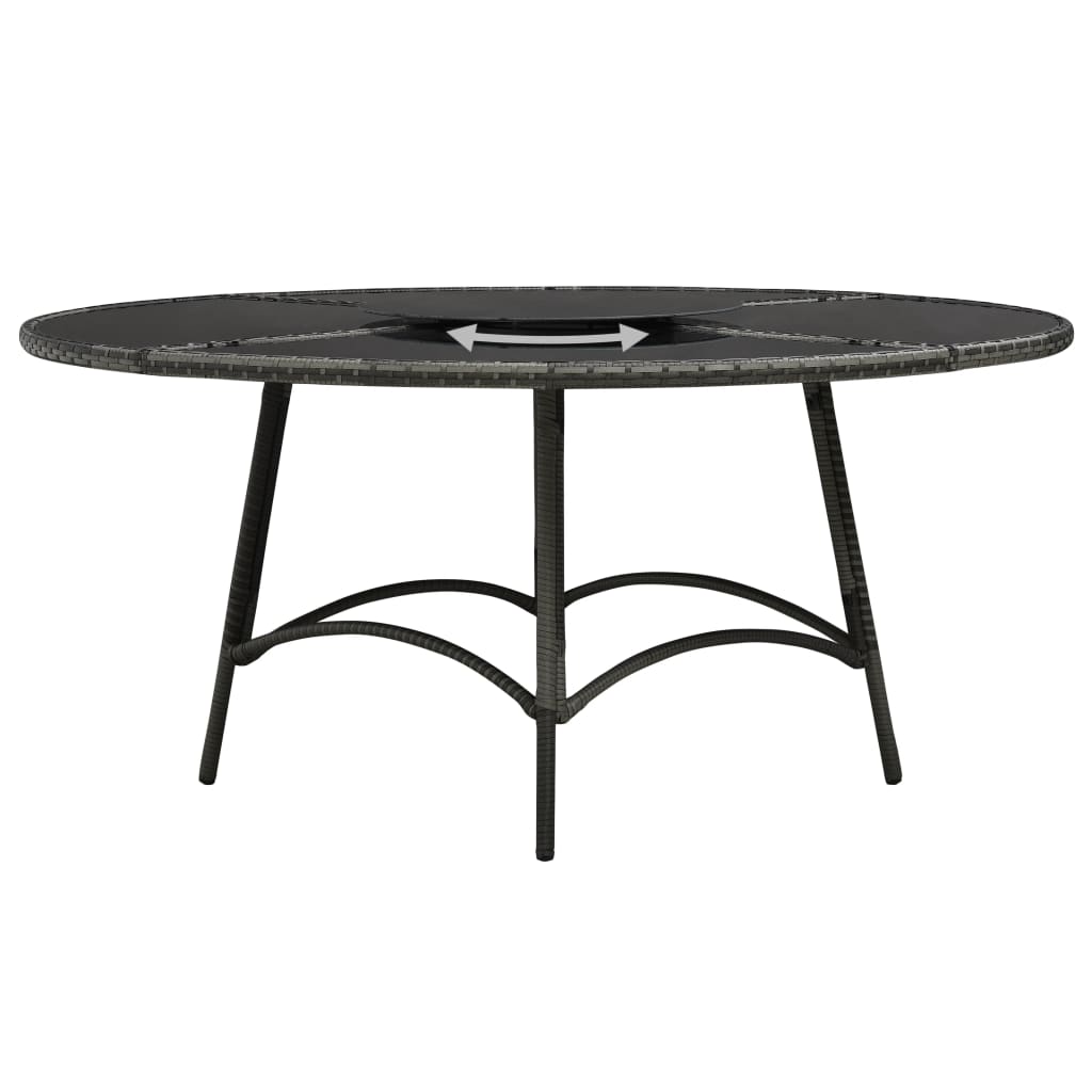 Ensemble À Manger D'extérieur 7 Pcs Avec Coussins Rotin Gris
