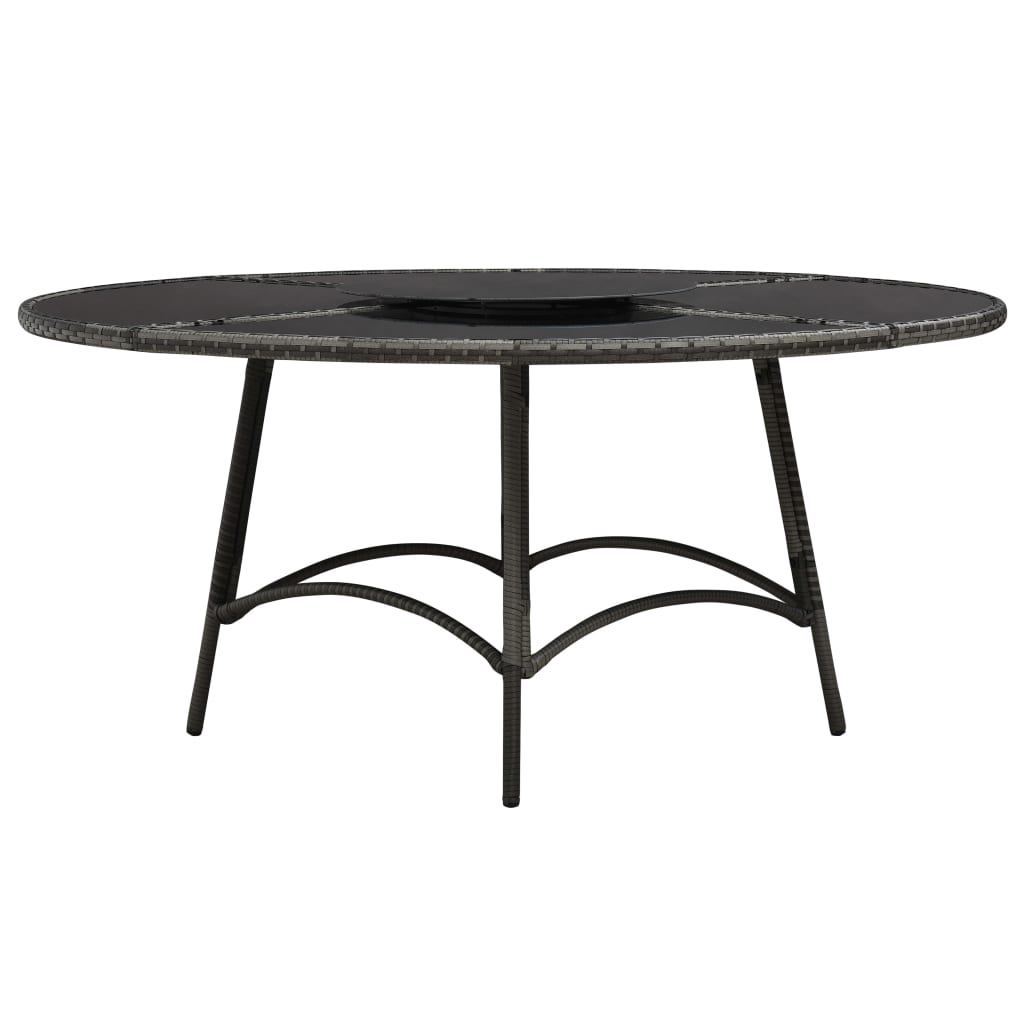 Ensemble À Manger D'extérieur 7 Pcs Avec Coussins Rotin Gris
