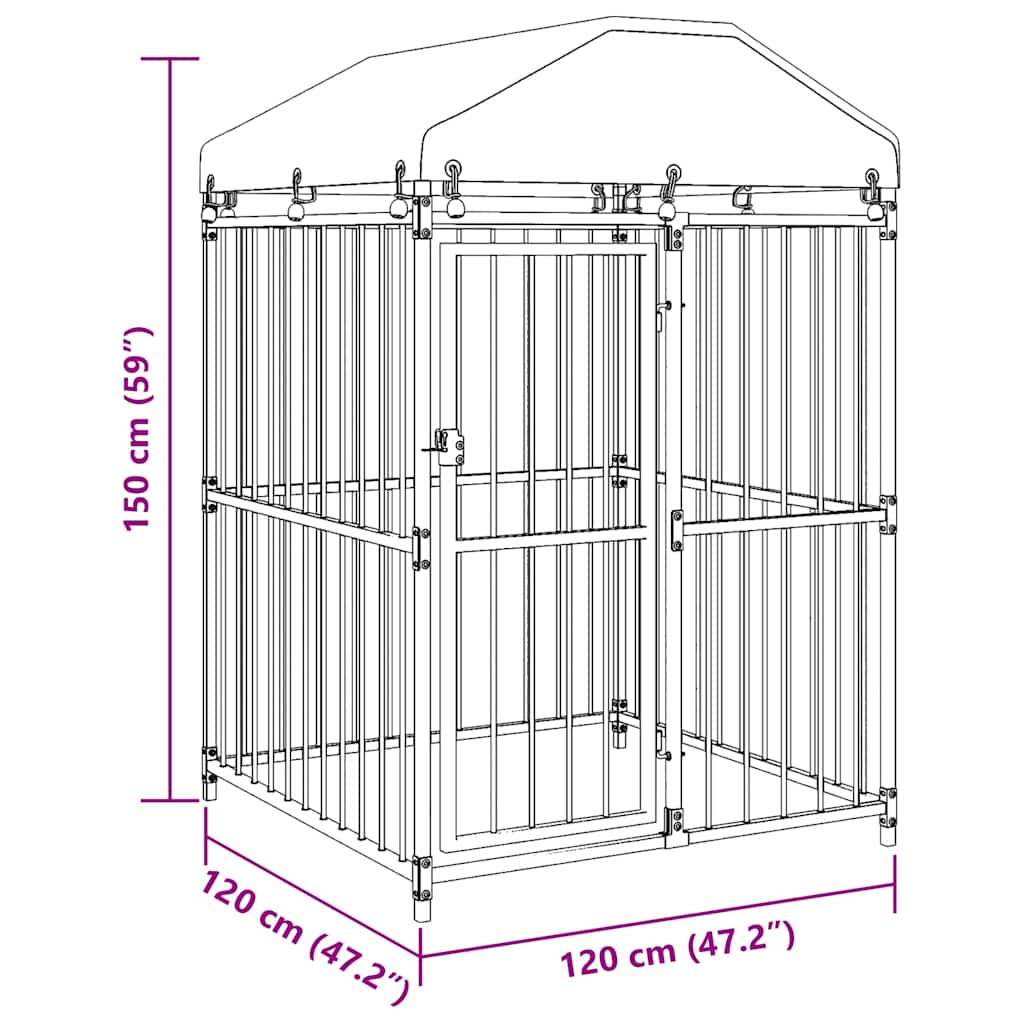 Chenil Extérieur Avec Toit Pour Chiens 120 X 120 X 150 Cm