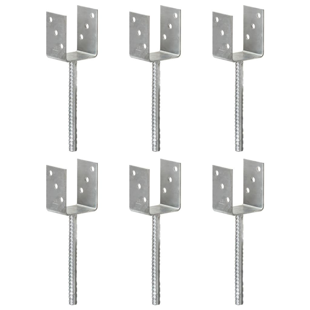 Piquets De Clôture 6 Pcs Argenté Acier Galvanisé