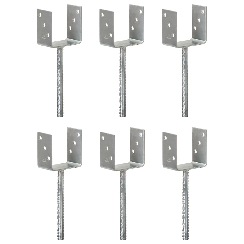 Piquets De Clôture 6 Pcs Argenté Acier Galvanisé