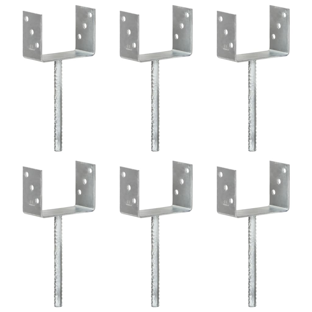Piquets De Clôture 6 Pcs Argenté Acier Galvanisé