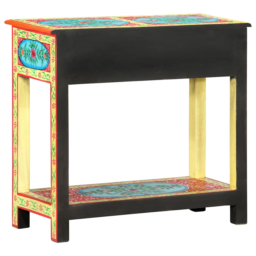 Table Console Peinte À La Main 80X35X75 Cm Bois De Manguier