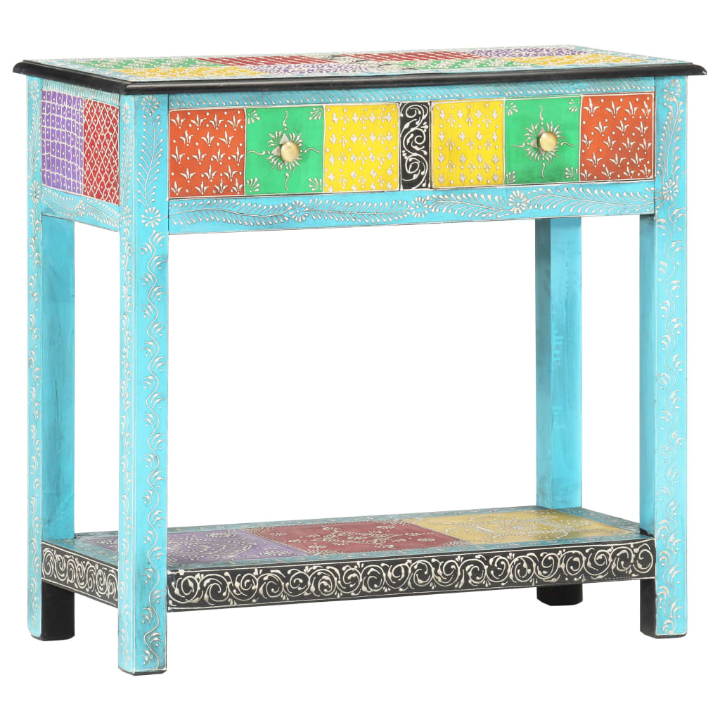 Table Console Peinte À La Main 80X35X75 Cm Bois De Manguier