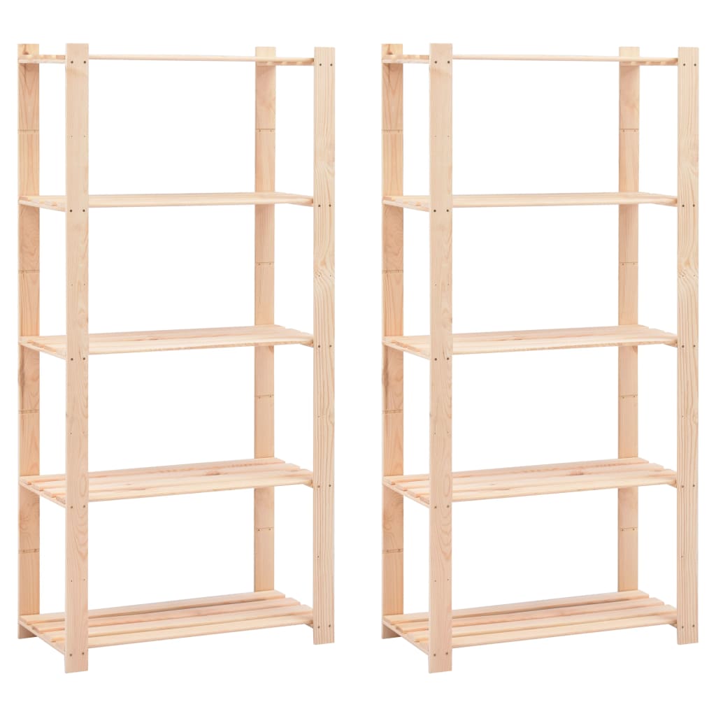 Étagères De Stockage 5 Niveaux 2 Pcs 80X38X170 Cm Pin 250 Kg
